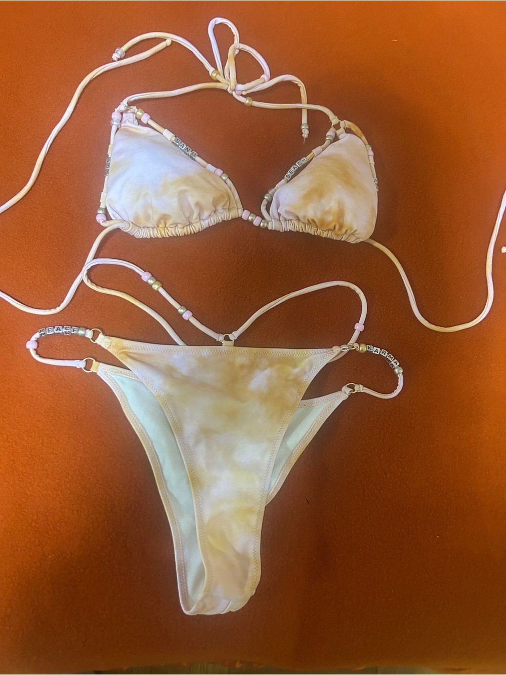 Leslie Amon (France) stripped two piece bikini set, size S